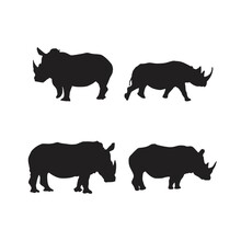 Collection Of Rhino Animal Silhouettes