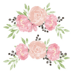 Wall Mural - rose peony watercolor flower arrangement set