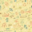 © AllNikArt - Sports. Seamless pattern of sports equipment. Hand Drawn Doodles Vector illustration.