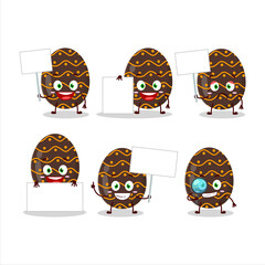 Wall Mural - Deep brown easter egg cartoon character bring information board