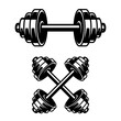 © liubov - Fitness dumbbells isolated on white background. Design element for logo, label, sign, emblem, poster. Vector illustration