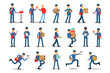 © Happypictures - Postman Wearing Uniform Engaged in Daily Routine Vector Illustration Set