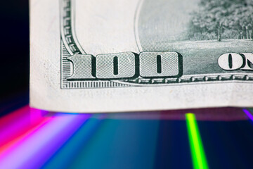 Close-up of one hundred dollar bill.