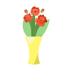  Yellow vase with red flowers