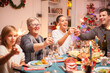 © DC Studio - Senior woman and her daughter laughing at christmas celebration and holding hand fireworks.