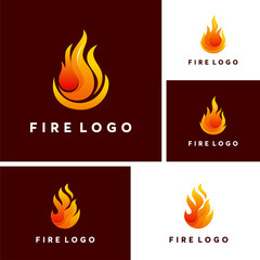 Wall Mural - set of modern fire flame logo designs, iconic fire logo template, logo symbol icon