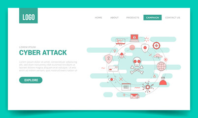 Wall Mural - cyber attack concept with circle icon for website template or landing page banner homepage outline s