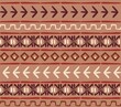 Tribal ethnic vector pattern in brown and ochre shades with geometric stripes.