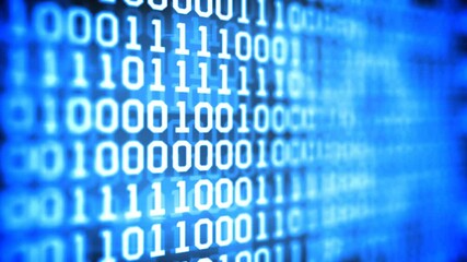 Wall Mural - binary matrix background. running random zero and one numbers. abstract data concept. blue futuristi