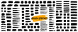© Comauthor - Black set paint, ink brush, brush strokes, brushes, lines, frames, box, grungy. Grungy brushes collection. Brush stroke paint boxes on white background - stock vector.