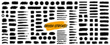 Black Set Paint, Ink Brush, Brush Strokes, Brushes, Lines, Frames, Box, Grungy. Grungy Brushes Collection. Brush Stroke Paint Boxes On White Background - Stock Vector.