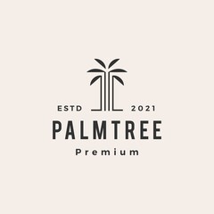 palm tree hipster vintage logo vector icon illustration