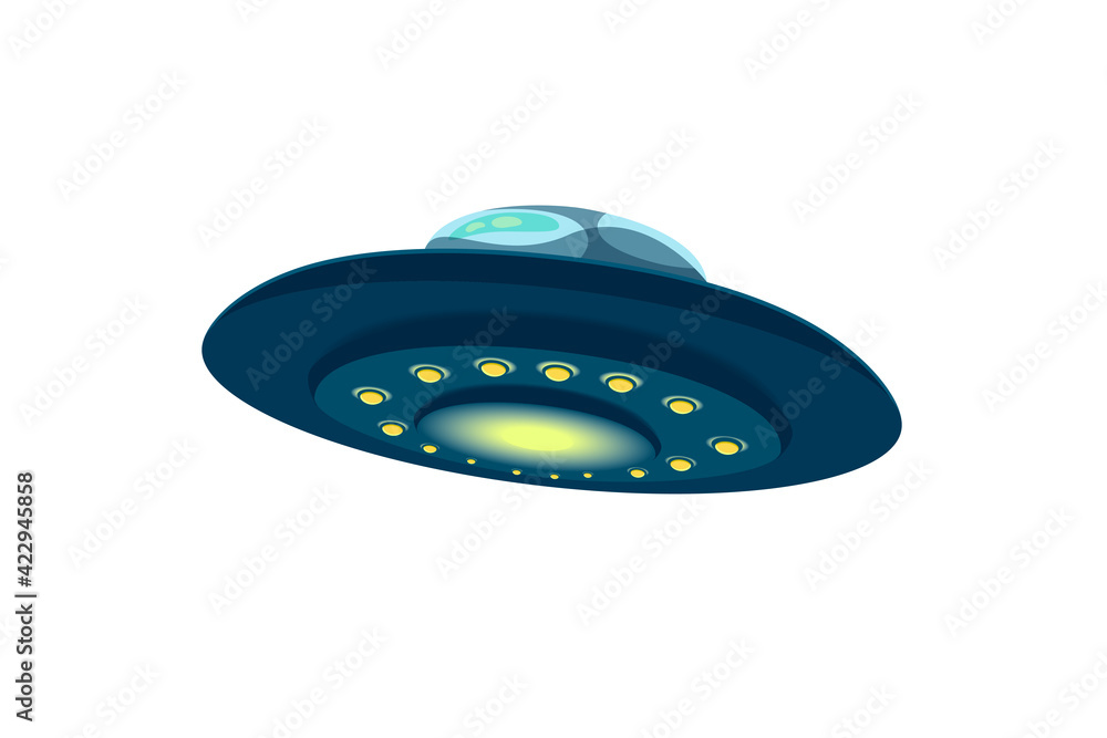 Alien spaceship, ufo isolated on white background. Vector cartoon ...