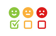 Customer Satisfaction Concept Vector. Ticking Smiley Emoji Sign Icon Illustration. 