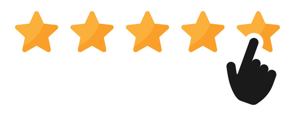 Poster - Customer giving five star rating vector icon illustration on white background.