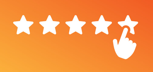 Poster - Hand give rating five star. Flat design vector illustration.