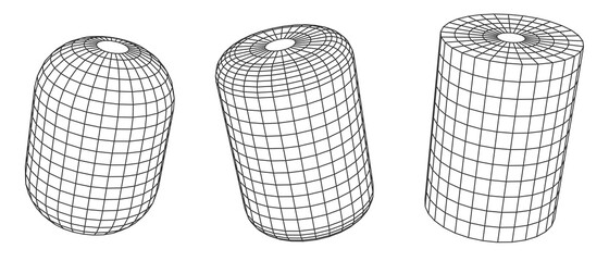 Wall Mural - cylinder of polygon mesh grid isolated on white color. technology abstract art background. collectio