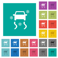 Poster - Snowy road dashboard indicator square flat multi colored icons