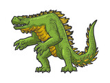 Fototapeta Dinusie - Cartoon dinosaur monster sketch raster