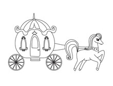 Vintage Carriage And A Beautiful Horse - Coloring Book