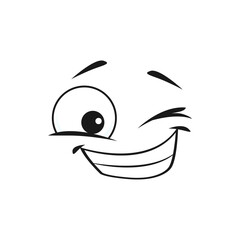 winking smiley face isolated emoticon blinking eye. vector cute cartoon winking face, happy emoji wi