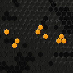 Wall Mural - Dark Gray Yellow Hexagon Shapes Square Abstract Background. Vector illustration