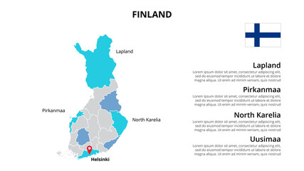 Wall Mural - Finland vector map infographic template divided by countries. Slide presentation