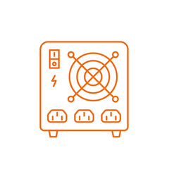 Uninterruptible power supply. Electrical apparatus. Additional power source for main power failure. Vector line. Open paths. Editable outline.