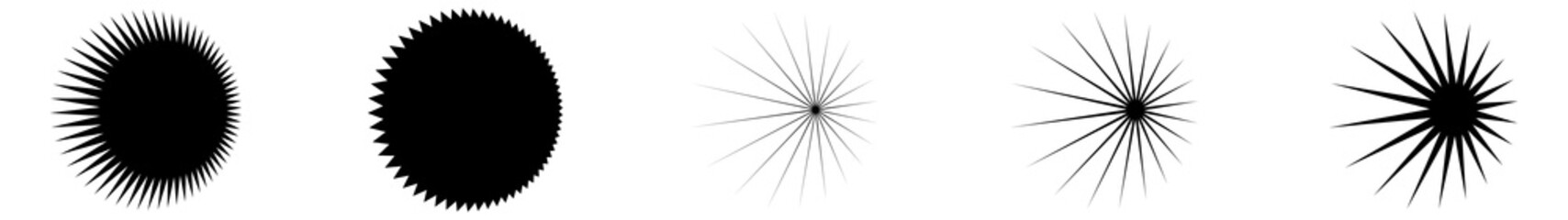 Poster - 3d perspective starburst, sunburst shape. Abstract glitter, glimmer, flash shape, element. Radial, radiating clip-art