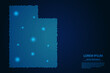 Abstract image Utah map from point blue and glowing stars on a dark background. vector illustration. 