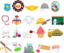 A Vector Of Many Jobs Icons And Badges
