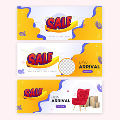 Wall Mural - 3 Sale Offer Editable Banner Vector Template, Sale Vector Banner Set 1