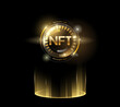 © Igor - NFT non fungible tokens with glitter effect in golden style. Vector illustration design.