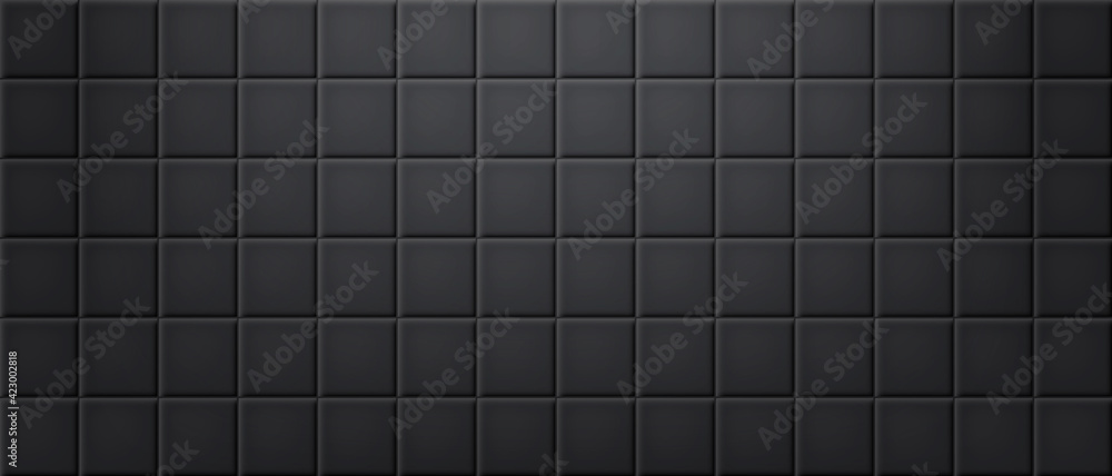 Black ceramic tiles wall texture abstract background vector - obrazy, fototapety, plakaty 
