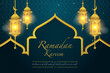 Ramadan background design with golden lantern. Holy month concept.