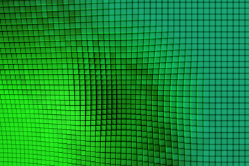 Green abstract pattern. Green cubic shapes forming a three dimensional wave. 3D illustration