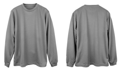 Wall Mural - blank jersey long sleeve t shirt color grey template front and back view on white background