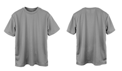 Wall Mural - blank jersey t shirt color grey template front and back view on white background