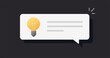 Help suggestion as quick tips message bubble speech notice vector flat cartoon, advice or solution information balloon with lightbulb and text notification