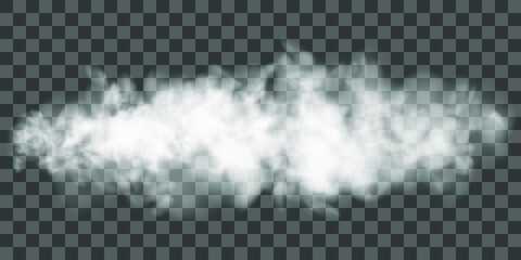 Wall Mural - Fog or smoke isolated transparent special effect. White vector cloudiness, mist or smog background. PNG. Vector illustration	