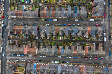 Wall Mural - Rows of terraced houses from above