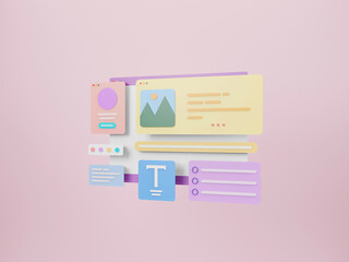 Wall Mural - web development and web ui-ux design concept. web building and seo optimization marketing. 3d render