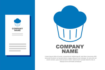 Poster - Blue Cupcake icon isolated on white background. Logo design template element. Vector