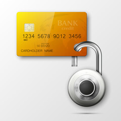 Credit card safe combination lock. Protection credit card. Safety badge banking. Defense finans. Security Plastic card software. Debit card electromagnetic chip Privacy Electronic money funds transfer