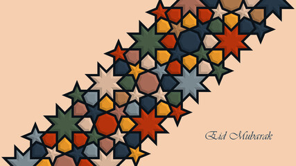 Wall Mural - Eid Mubarak abstract background with traditional geometric islamic ornament