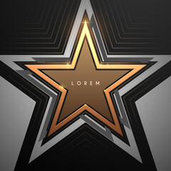 Wall Mural - gold black and white star background