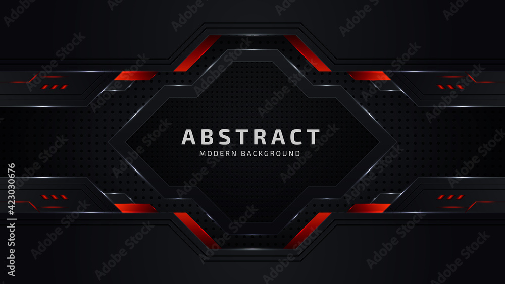 Modern red and black abstract geometric shapes background design ...
