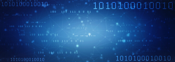 2d illustration abstract digital binary data on computer screen