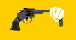 © nanzeeba - A hand deforming a gun to stop it. Flat concept illustration of gun or fire arms control and against violence