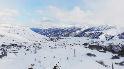 Wall Mural - Cinematic view snowy caucasus mountains Georgia